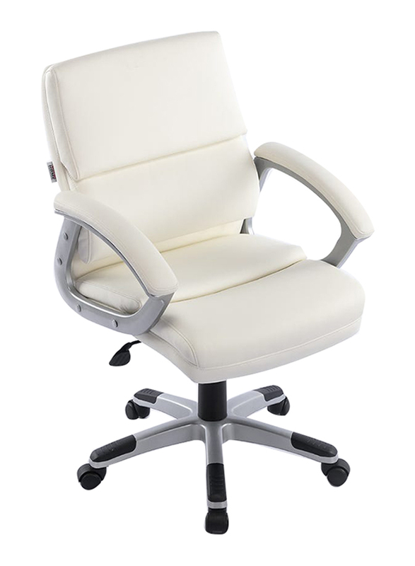 Danube Home Ventura Swivel Mid Back Office Chair, White