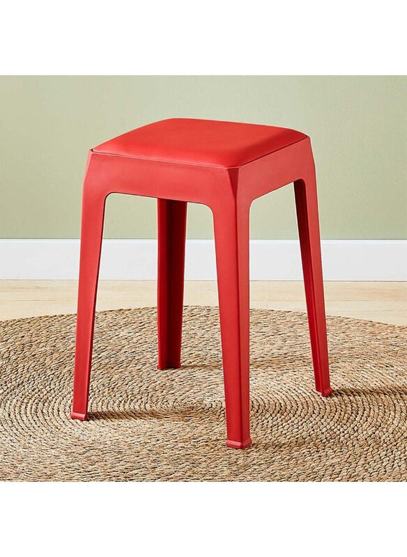 

Danube Home Nowata Light Weight Single Backless Stool with Cushion, Red