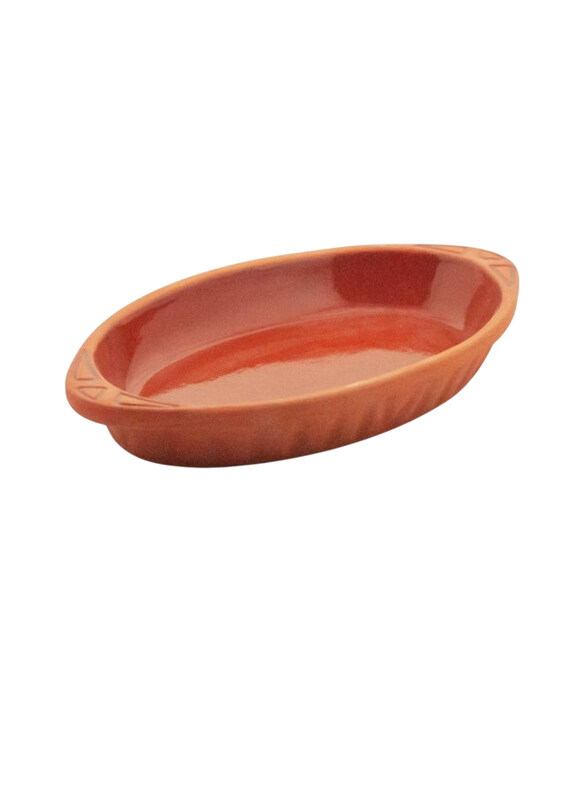 

Danube Home Terracotta Oval Inner-Glazed Oven Tray Pan, Brown