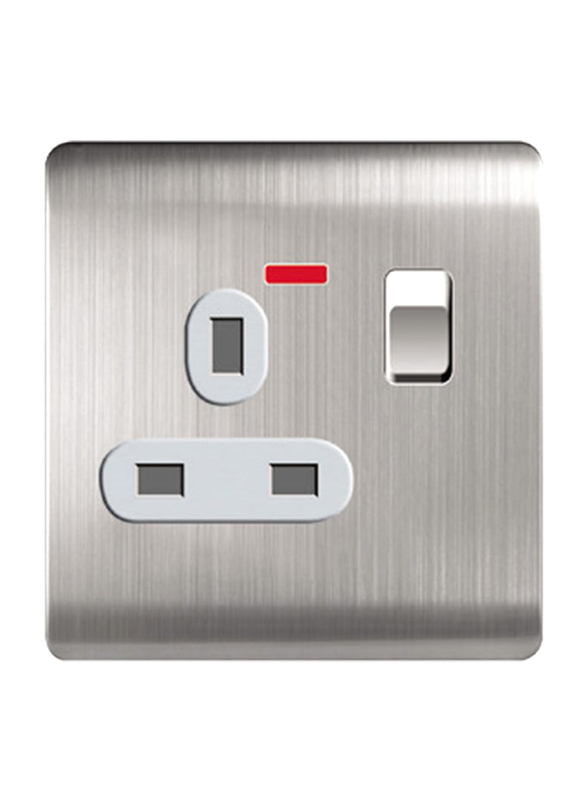 Danube Home Milano 13A Socket with Neon, Silver