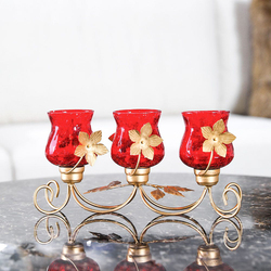 Danube Home Arianna Votive Floral Decorative Holder, Red/Gold