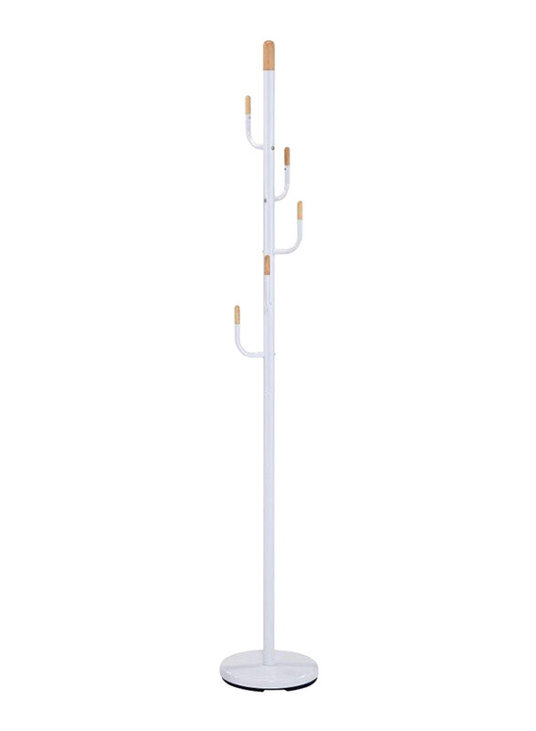 

Danube Home Martis Free Standing Metal Coat Rack with Modern Hooks, White