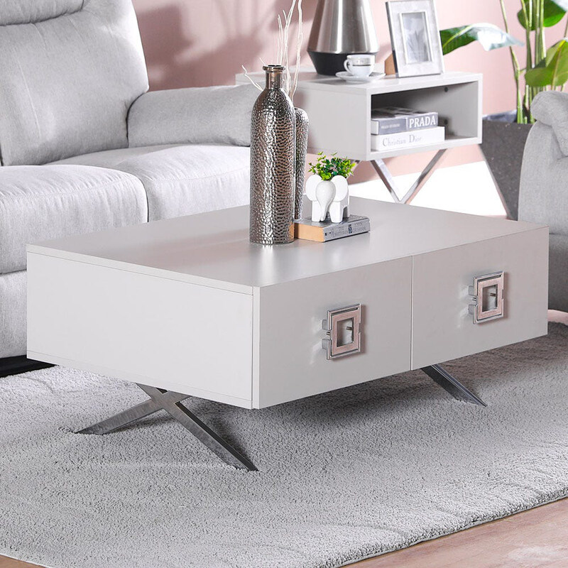 

Danube Home Space Saving Seychelles Coffee Table, Power White/Silver