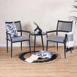 Danube Home Eden Balcony Set All Weather 3 Piece Bistro Set With Coffee Table Modern Design Balcony Chair, Grey