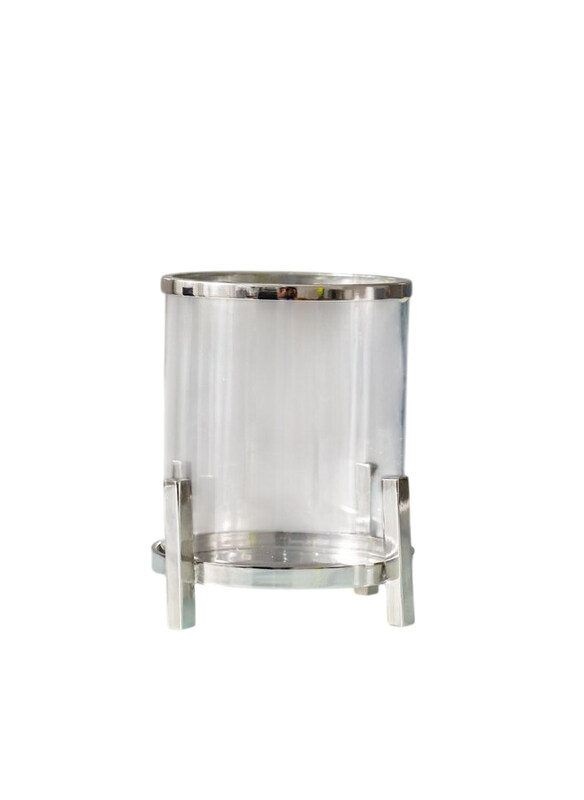 

Danube Home Abriz Hurricane Candle Holder, Silver