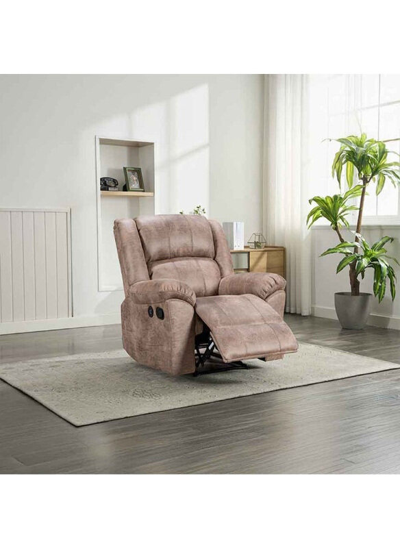 

Danube Home Crisset 1-Seater Fabric Manual Recliner with Usb Port, Brown