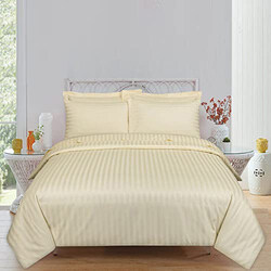 Danube Home 10-Piece Satin Stripe Comforter Set, King, Cream