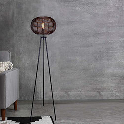 Danube Home Nicholas Rattan Tripod Floor Lamp, Dark Brown/Matt Black