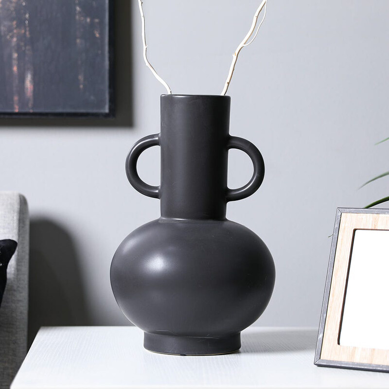 

Danube Home Linana Vase for Centerpiece, 21.5x21.6x33cm, Black