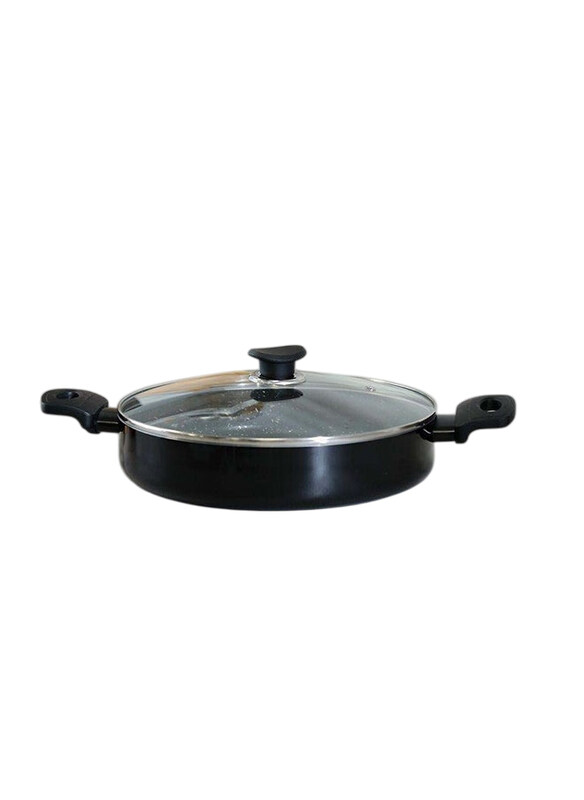 

Danube Home 28cm Karolina Aluminium Shallow Pot with Lid, 28x6 cm, Black