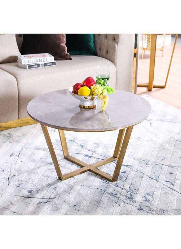 

Danube Home Beaver Multifunctional Living Room Coffee Table, Grey Marble/Brushed Gold