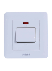 Milano 20A Double Pole (Dp) Switch With Neon Light Indicator, White