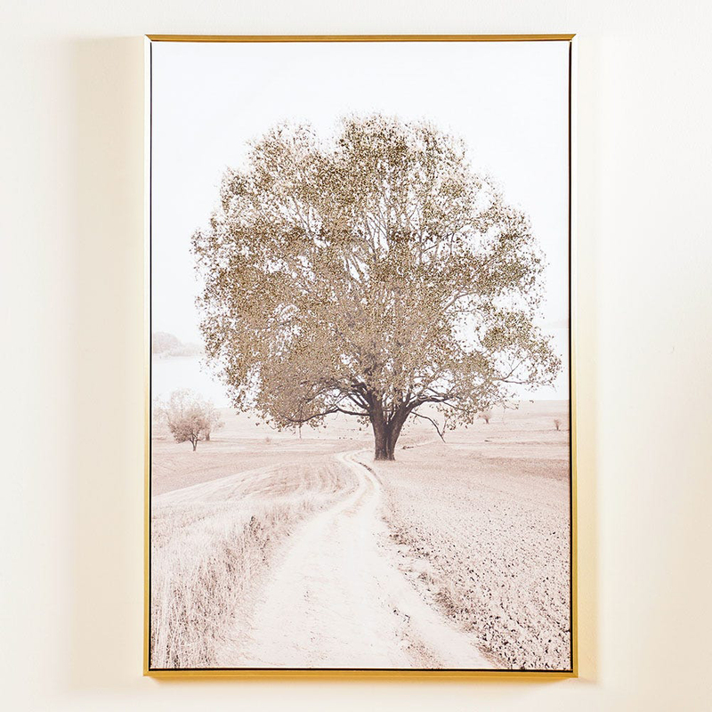 Danube Home Kellan Natural Tree Wall Art Decorations, 80x120cm, Gold