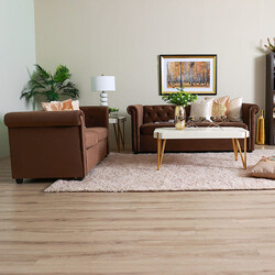 Danube Home Chester Three Seater Fabric Sofa, Brown