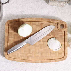 Danube Home 7-inch Santoku Stainless Steel Bergen Knife With Hollow Handle, Silver