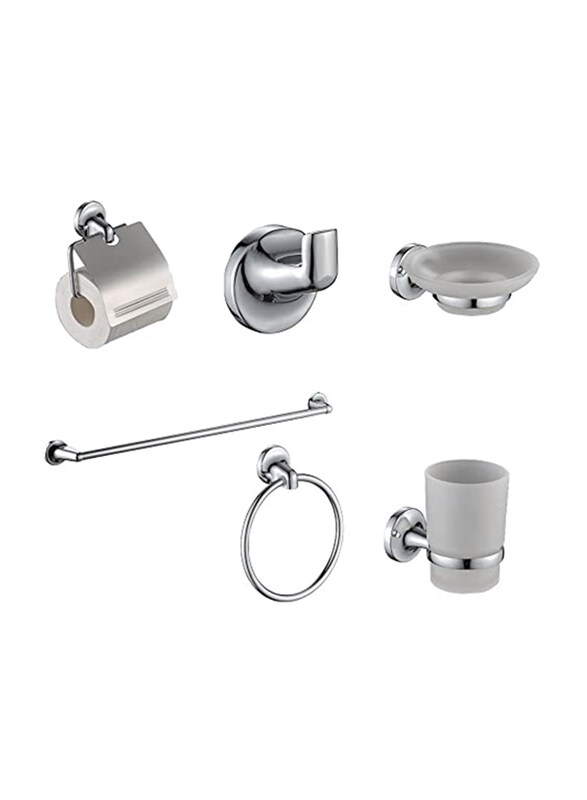 

Danube Home Milano Sally Bathroom Accessories Set, 6 Pieces, Silver