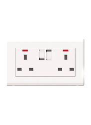 Danube Home Milano 13A 2 Gang Socket with Neon, White