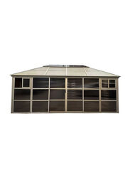 Danube Home Jasmy House Gazebo Aluminium Frame With Galvanizes Steel Sheet And Polycarbonate Roof, Beige