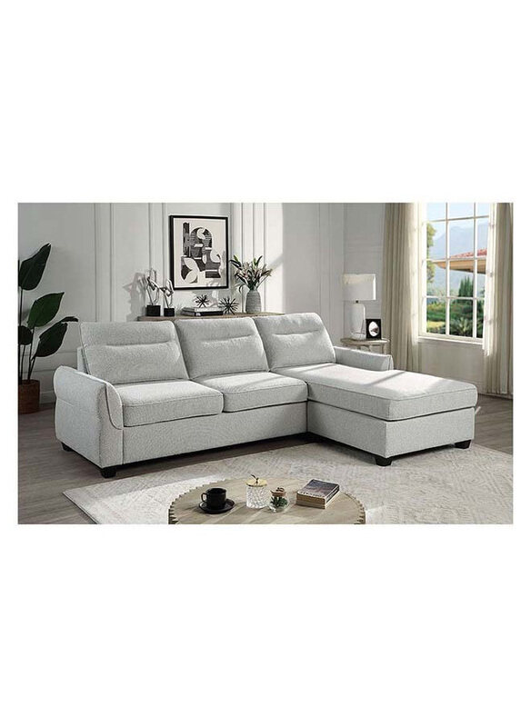 

Danube Home Aspin 3 Seater Reversible Corner Fabric Sofa, Light Grey