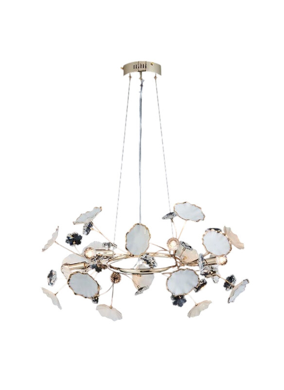 

Danube Home Roma Chandelier, Ceramic + Metal + Crystal, D 60 x H 120 x W 60, E14, Golden