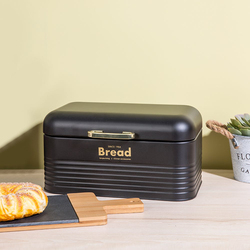 Danube Home Zyra Iron Metal Bread Box, Black