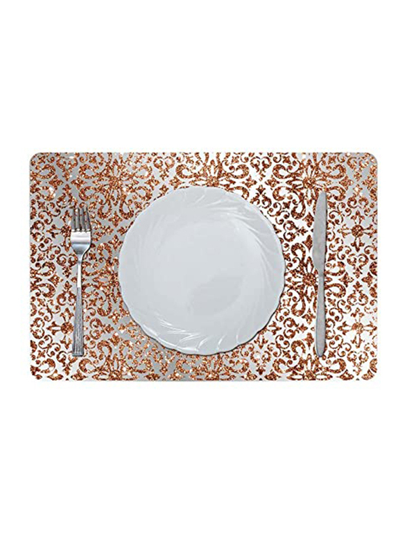 Danube Home Glamour Glitter Metallic Mirror Look Printed Placemat, Copper