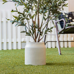 Danube Home Smooth Design Fiber Clay Outdoor Plants Pot Garden Decor, 24 x 24cm, Beige