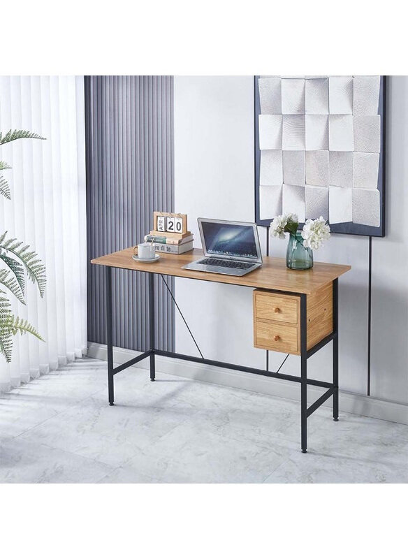 

Danube Home Herald Study Desk with 2 Drawers, Light Oak/Black