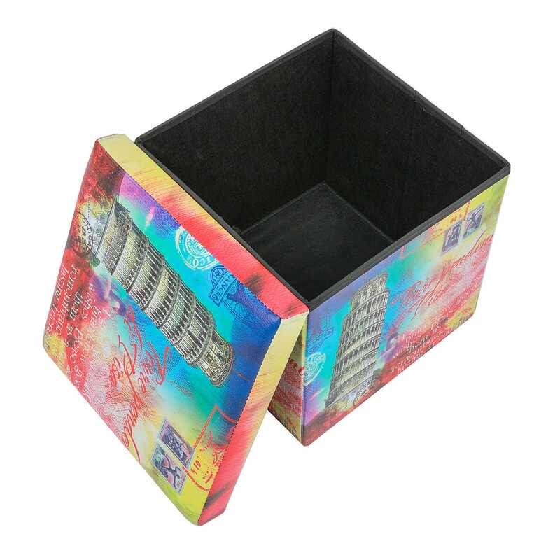 Danube Home Tower Folding Storage Ottoman, Multicolour