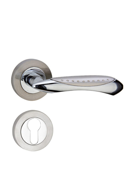 

Danube Home Milano A-198 Vague Door Handle On Rosette, Silver