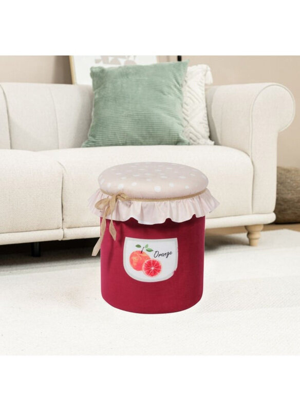 

Danube Home Truzer Comfortable Round Ottoman, Beige/Maroon
