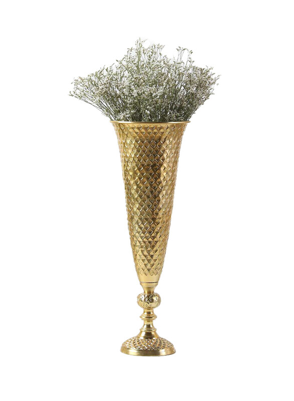 

Danube Home Decimus Geomatric Flower Vase Small for Centerpieces, 20 x 20 x 54 cm, Gold