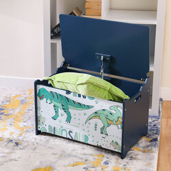 Danube Home Dino Toy Box Modern Wooden Kids and Toddler Furniture Set, Grey