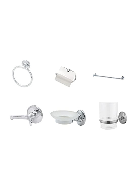 Danube Home 7-Piece Milano Lilda Bathroom Accessories Full Family Gift Set, 3700-CP, Silver