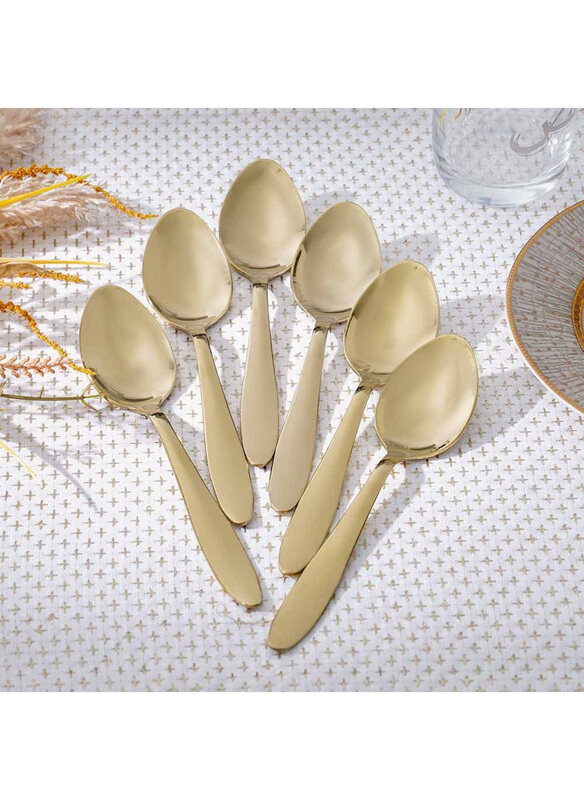 

Danube Home Pvd Lotus 6-Piece Dinner Spoon, Gold