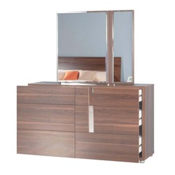 Danube Home Maybell Dresser With Mirror, Walnut/Silver