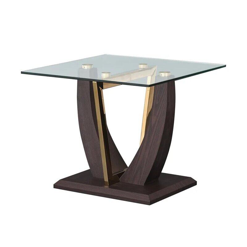 

Danube Home Vicente Glass End Table, Black/Gold