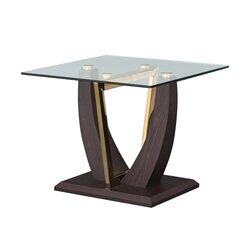 Danube Home Vicente Glass End Table, Black/Gold