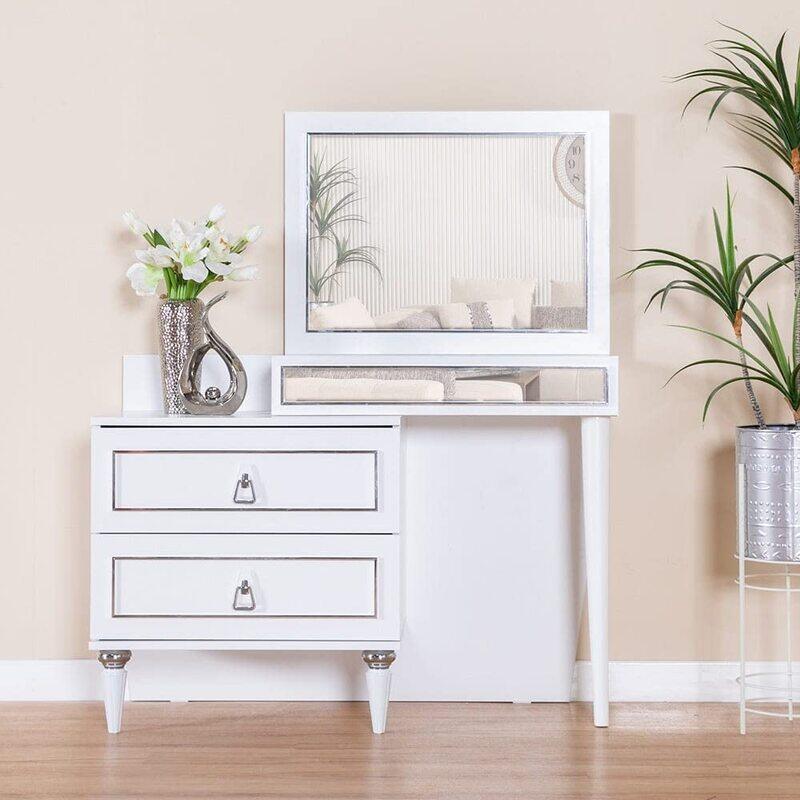 

Danube Home Merit Dresser with Mirror, White/Silver