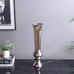 Danube Home Liana Tall Flower Vase for Centerpieces, 14 x 14 x 57 cm, Silver