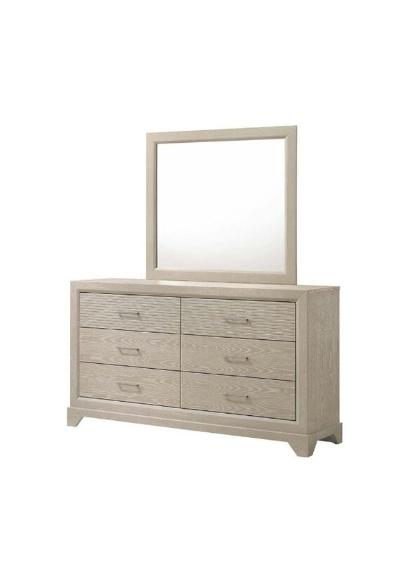 

Danube Home Ryan Dresser with Mirror & 6 Drawers, Antique Grey Ash Veneer