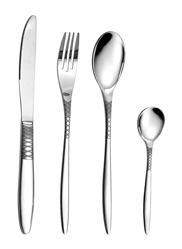 

Danube Home 24-Piece Tennessee Stainless Steel 201 Cutlery Set, 812000600513, Silver