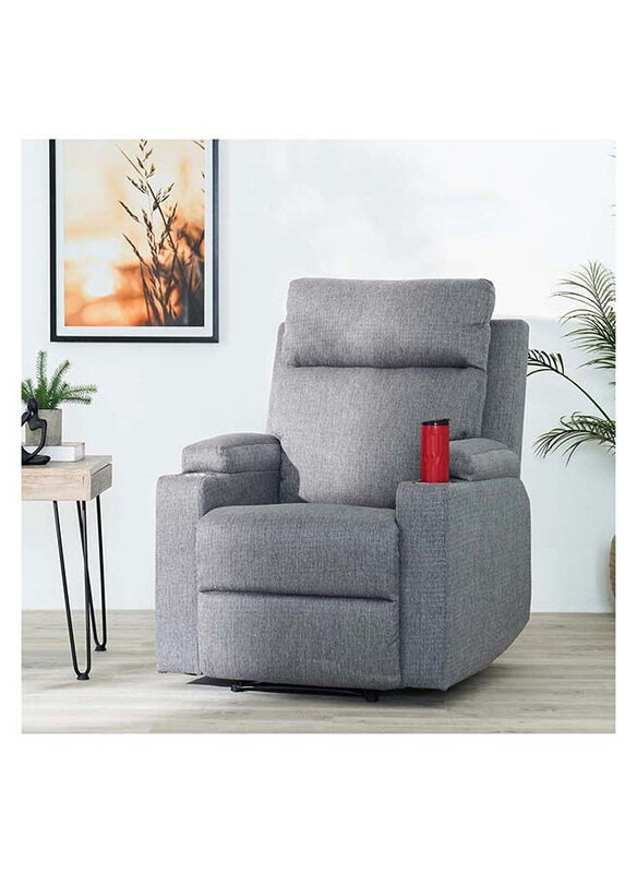

Danube Home Taylor 1 Seater Fabric Power Recliner with Massage Options & Cup Holder Modern Design One Seat Relaxing Chair Comfortable Living Room Furn