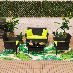 Danube Home New Alyana Sofa Set, 4-Pieces, Yellow