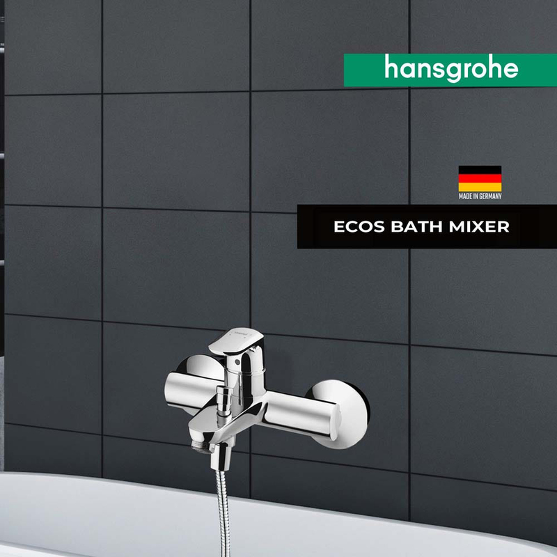 Danube Home Hansgrohe Ecos Bath Mixer Wall Mounted, Silver