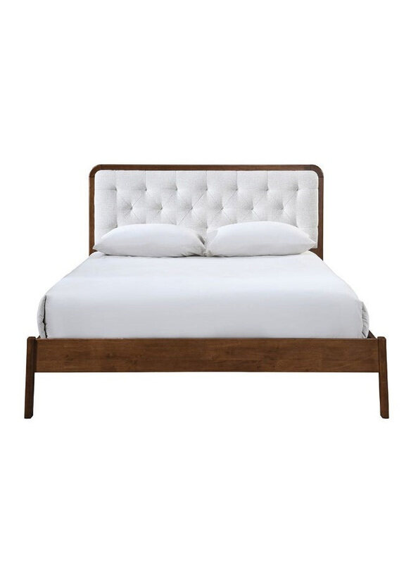 

Danube Home Derby Melrose Solid Wood Queen Bed with Upholstered Headboard, Beige