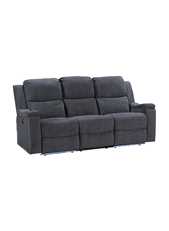 

Danube Home Piper 3-Seater Electric Motion Fabric Recliner with LED and Cup Holder, Grey