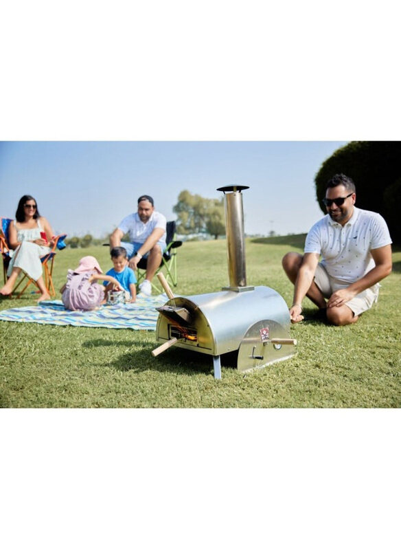 

Danube Home Bad Axe Portable Firewood Outdoor Pizza Oven, Silver