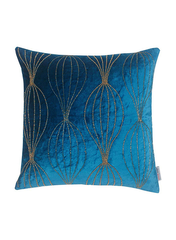 

Danube Home Edria Viscose Velvet Beaded Decorative Filled Cushion, Dark Teal/Gold