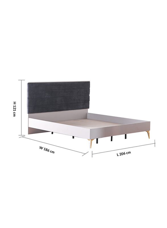 Danube Home 3-Piece Helen Bed Set, 2 Night Stand, 180 x 200cm, King, Grey/Gold